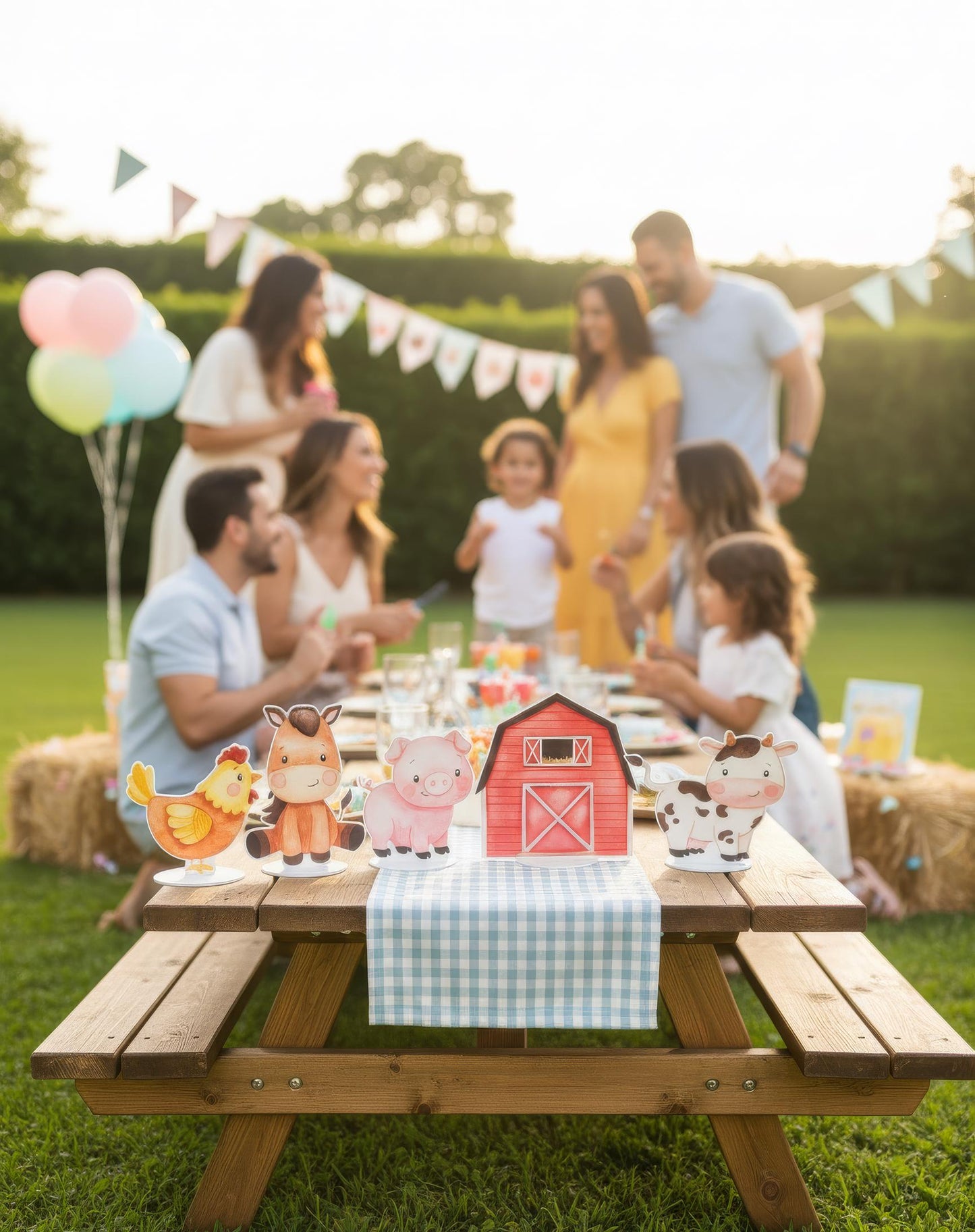 Farm Animals Double-Sided Table Centerpieces Set 6, Baby Shower, Nursery Decor, Table Decor, Birthday Decorations, Farmhouse Decor, Props