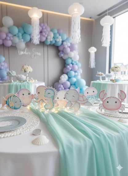 Sea Animals Double-Sided Table Centerpieces Set 8, Baby Shower, Ocean Nursery Decor, Table Decor, Birthday Decorations, Under the Sea Party