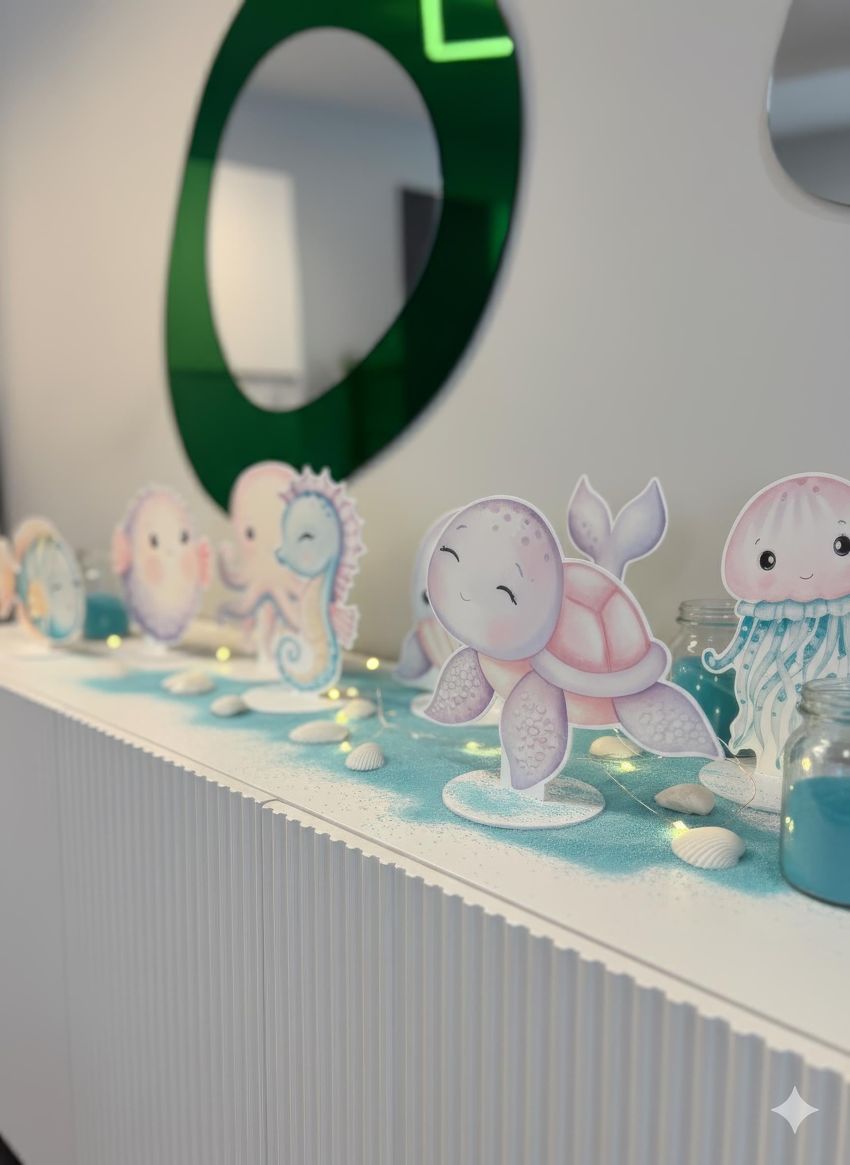 Sea Animals Double-Sided Table Centerpieces Set 8, Baby Shower, Ocean Nursery Decor, Table Decor, Birthday Decorations, Under the Sea Party