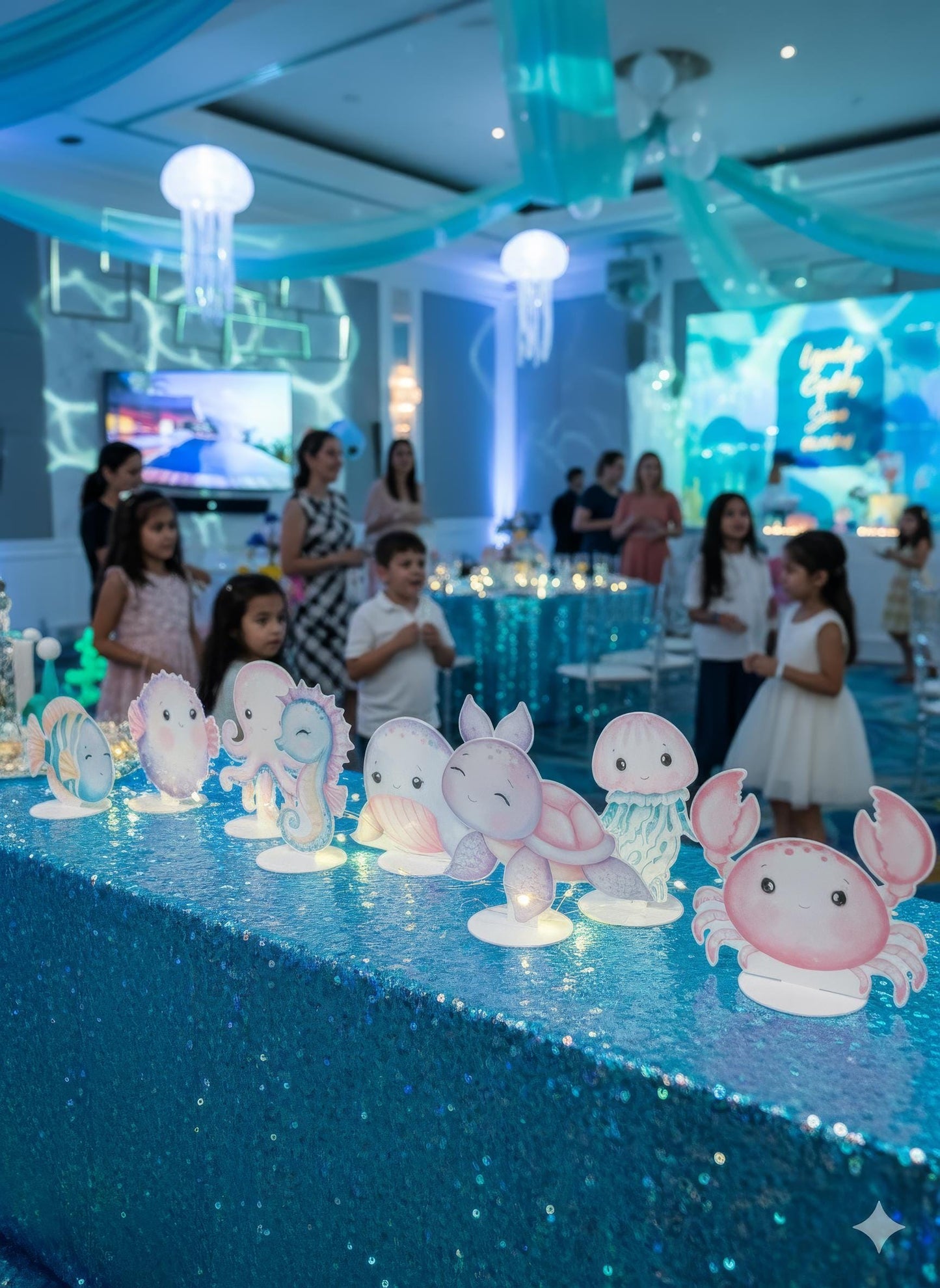 Sea Animals Double-Sided Table Centerpieces Set 8, Baby Shower, Ocean Nursery Decor, Table Decor, Birthday Decorations, Under the Sea Party