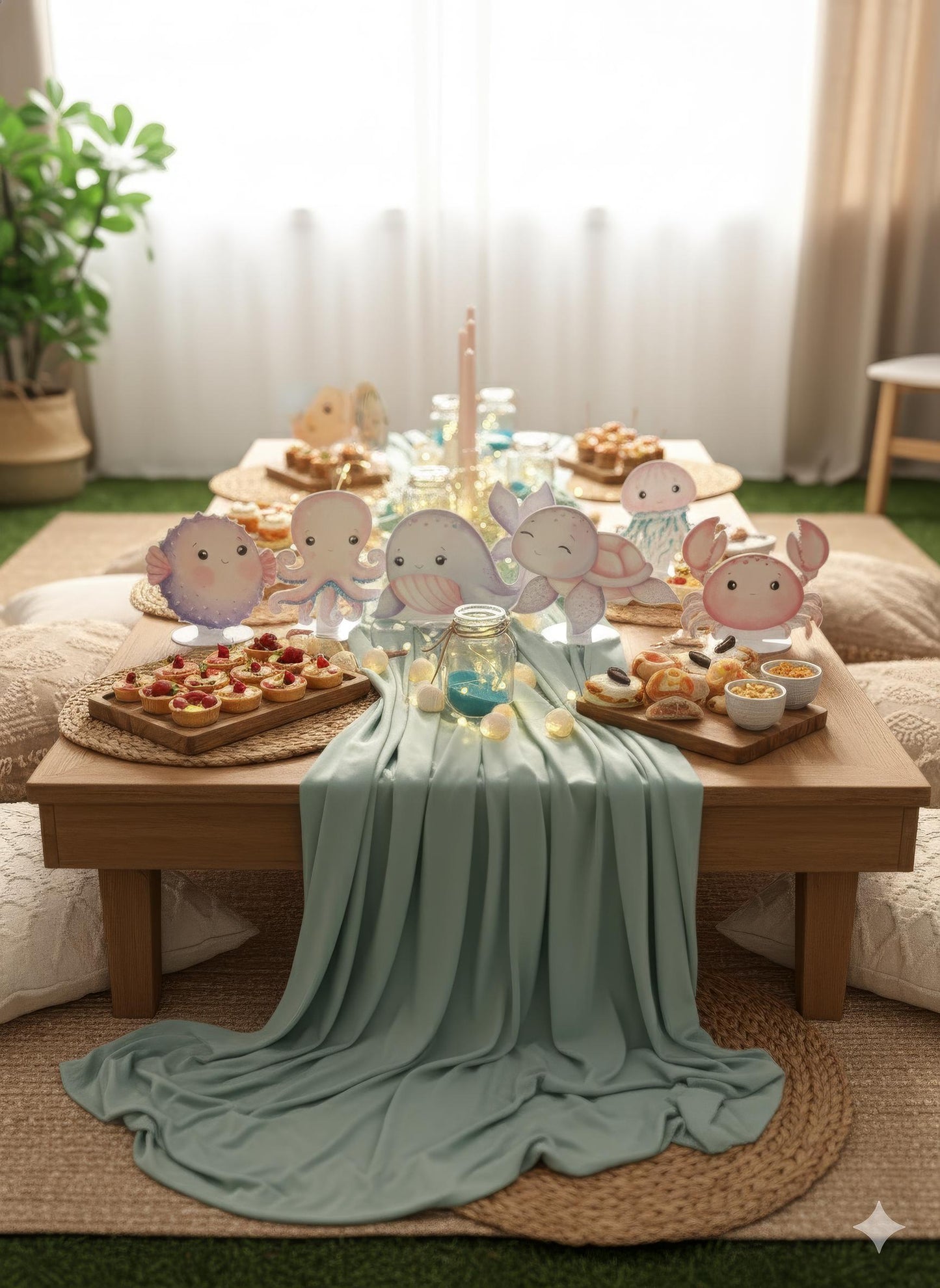 Sea Animals Double-Sided Table Centerpieces Set 8, Baby Shower, Ocean Nursery Decor, Table Decor, Birthday Decorations, Under the Sea Party