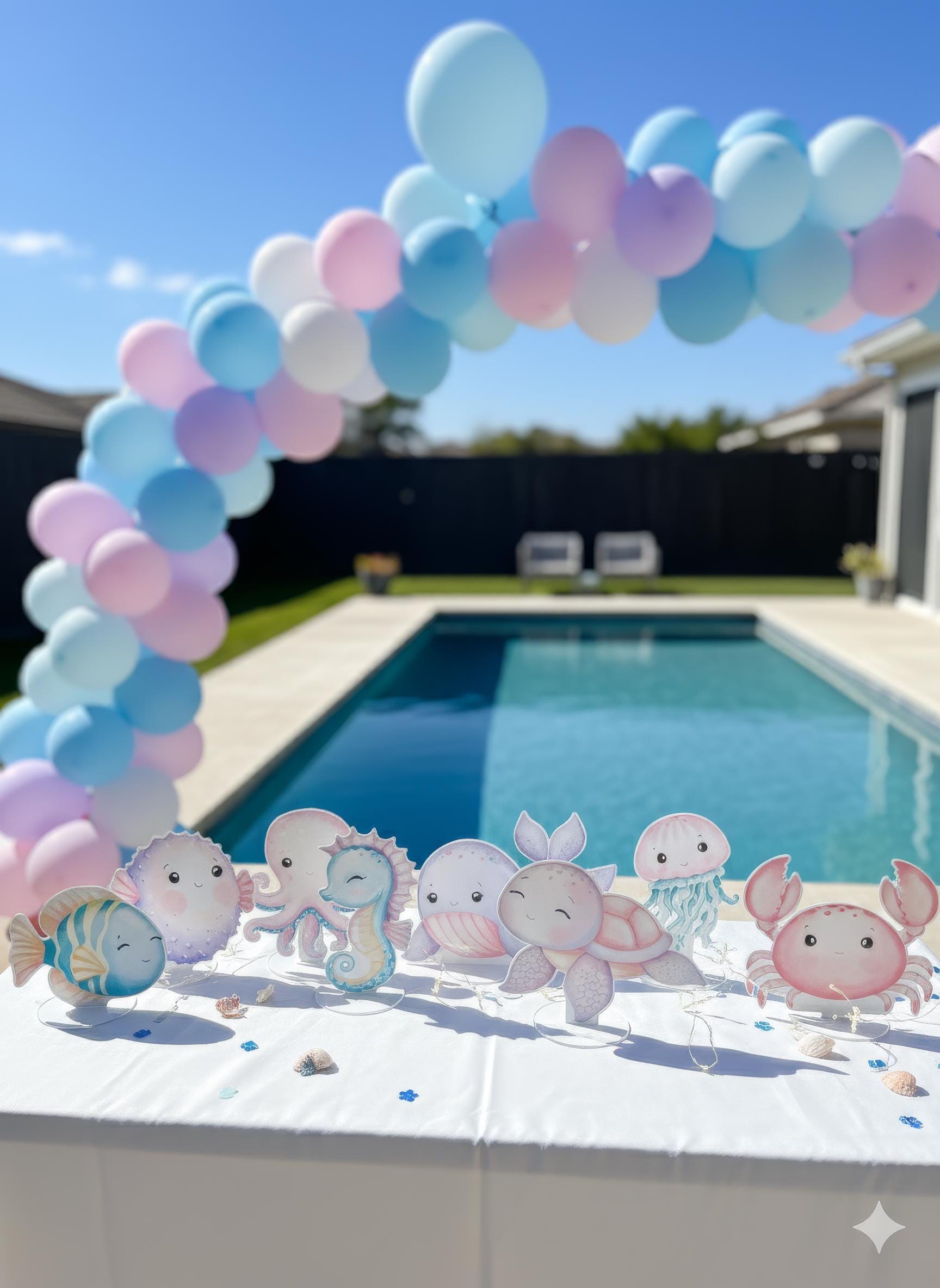 Sea Animals Double-Sided Table Centerpieces Set 8, Baby Shower, Ocean Nursery Decor, Table Decor, Birthday Decorations, Under the Sea Party