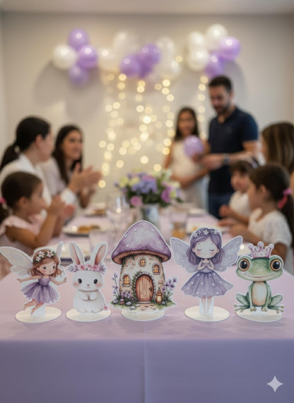 Purple Fairy Double-Sided Table Centerpieces Set 5, Baby Shower, Nursery Decor, Table Decor, Fairy First Birthday, Party Props