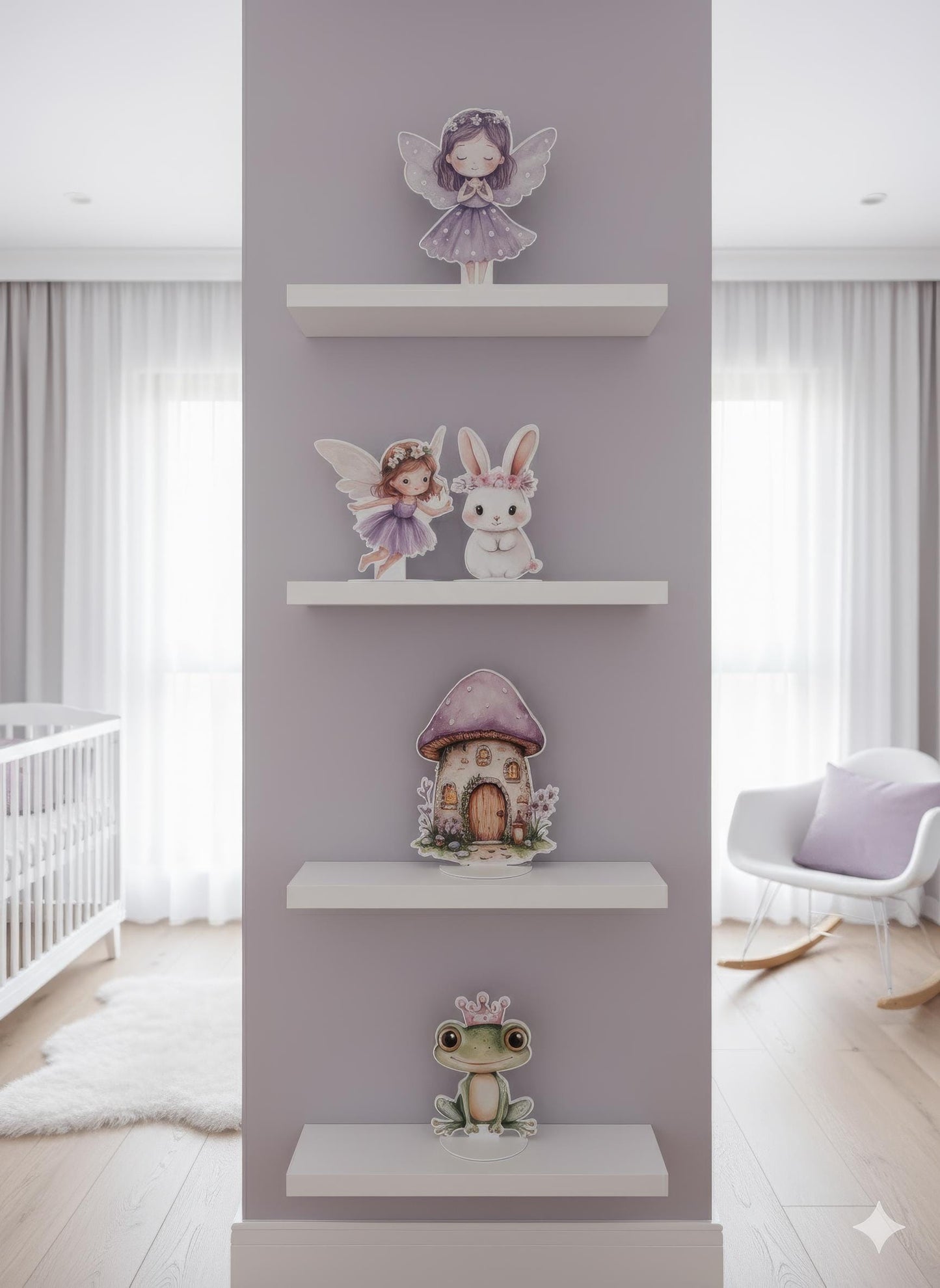 Purple Fairy Double-Sided Table Centerpieces Set 5, Baby Shower, Nursery Decor, Table Decor, Fairy First Birthday, Party Props