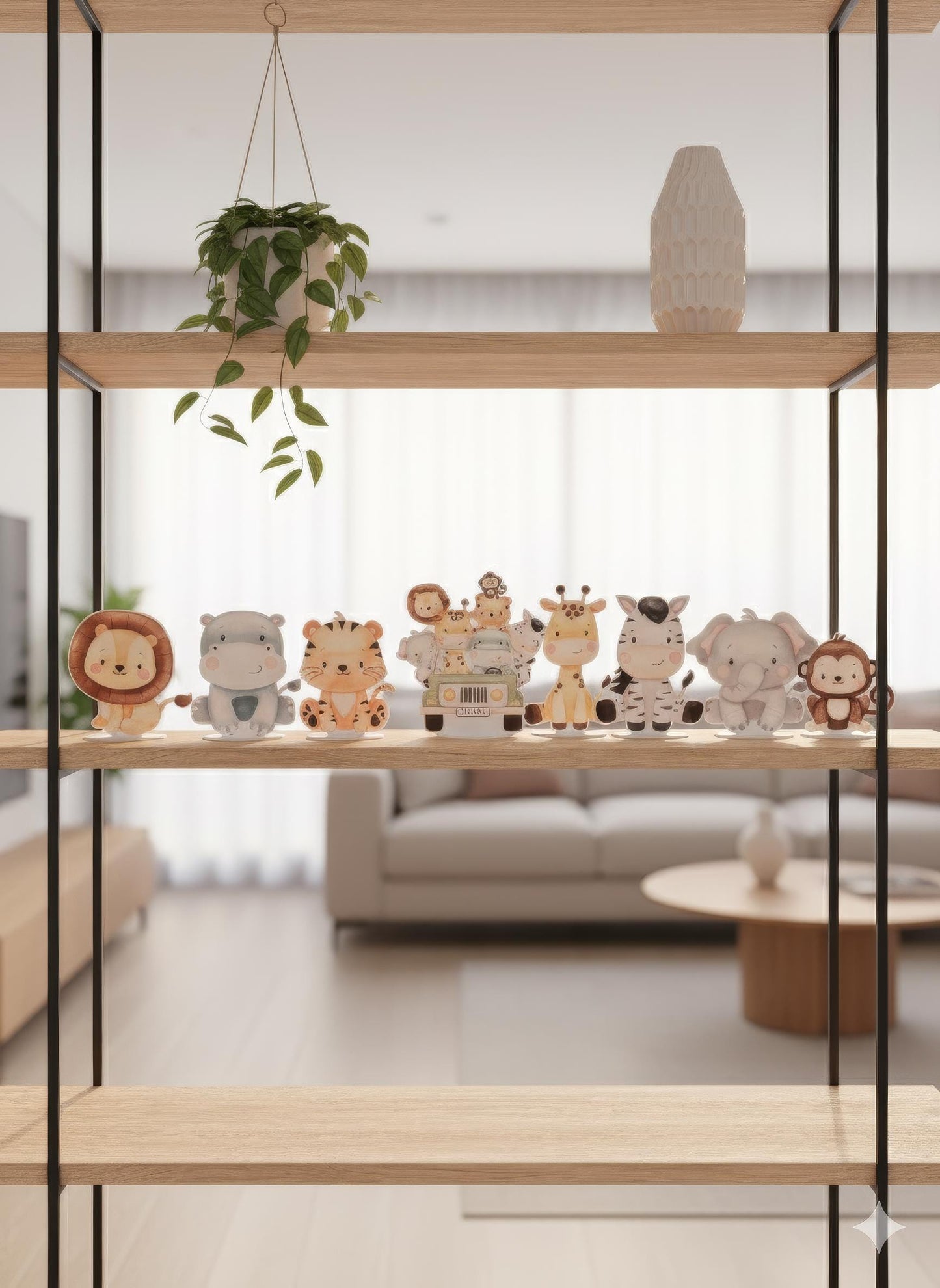 Safari Animals Double-Sided Table Centerpieces Set 8, Jungle Baby Shower, Nursery Decor, Table Decor, Birthday Decorations, Wild One