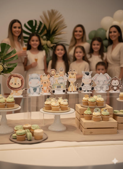 Safari Animals Double-Sided Table Centerpieces Set 8, Jungle Baby Shower, Nursery Decor, Table Decor, Birthday Decorations, Wild One