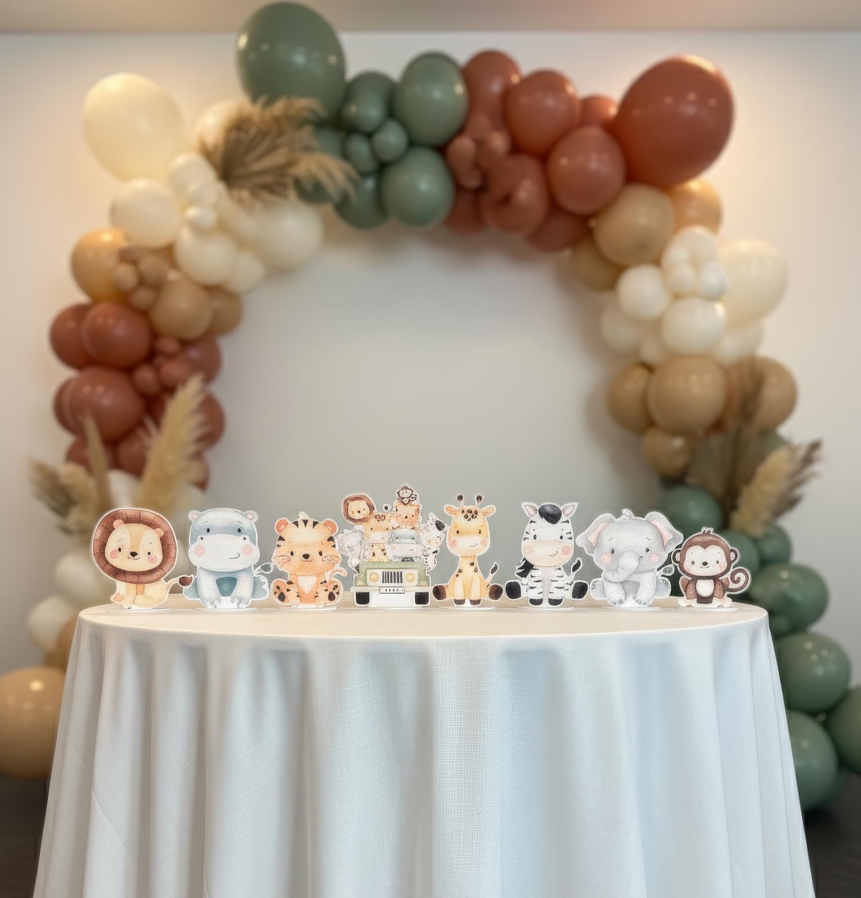 Safari Animals Double-Sided Table Centerpieces Set 8, Jungle Baby Shower, Nursery Decor, Table Decor, Birthday Decorations, Wild One
