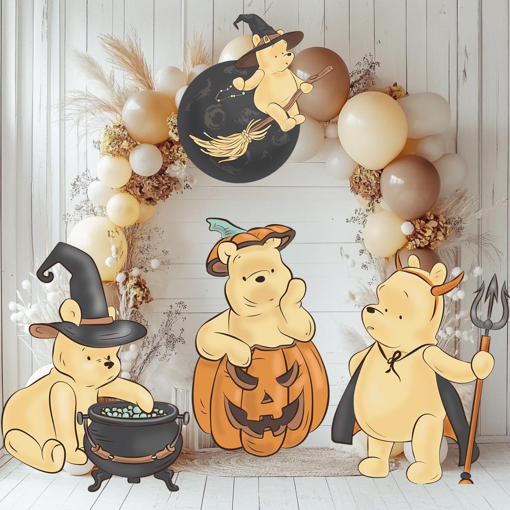 Halloween Winnie the Pooh Cutouts, Spooky Decor, Halloween Decor, Baby Shower Decor, Yard Sign, Halloween Party Props, Yard Art