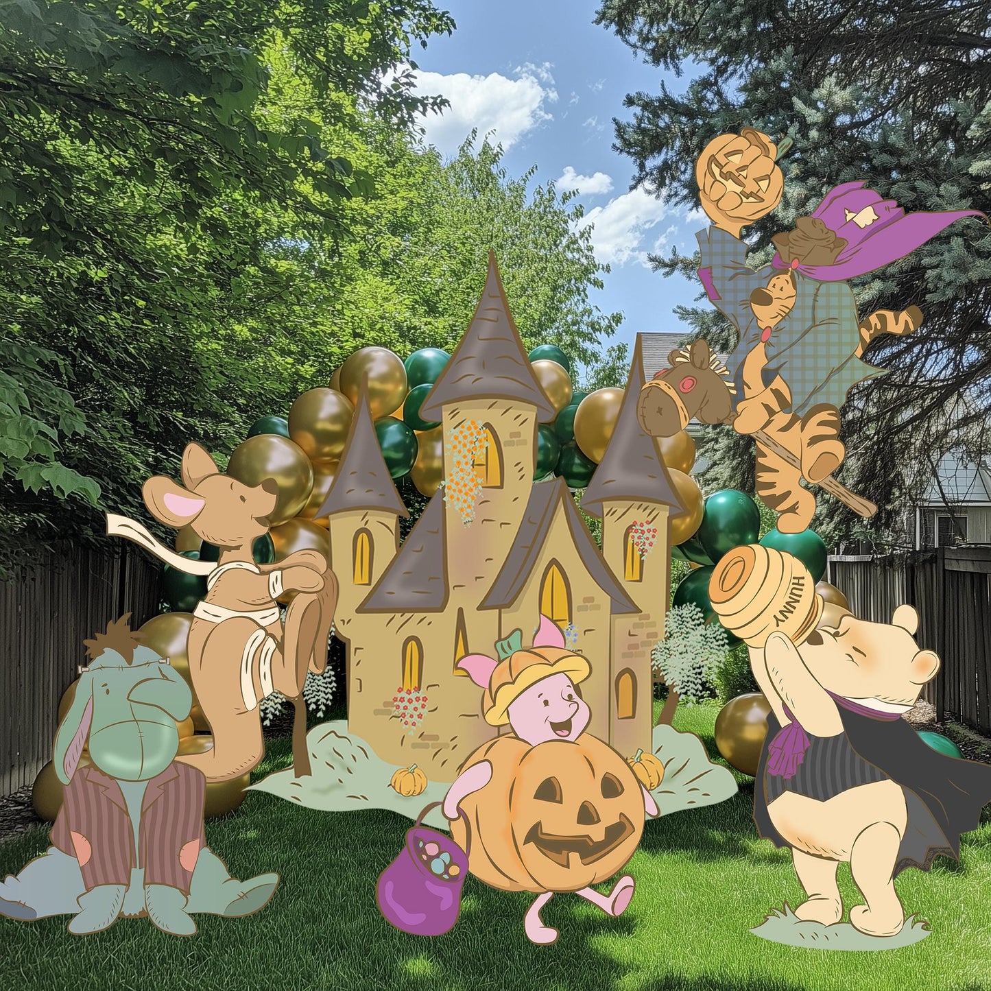 Halloween Winnie the Pooh Cutouts, Yard Art, Spooky Decor, Halloween Decor, Baby Shower Decor, Yard Sign, Halloween Party Props