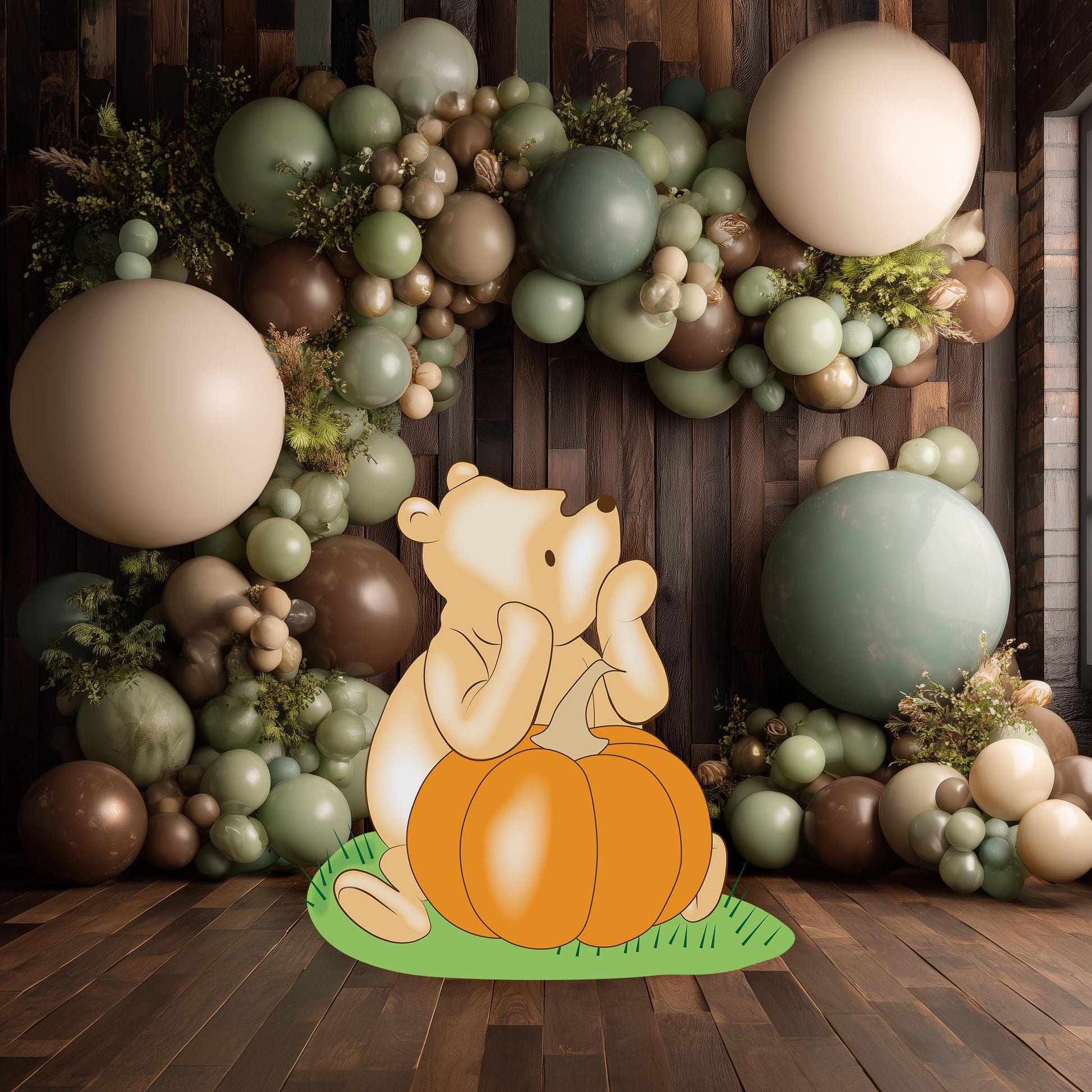 Pumpkin Winnie the Pooh Cutout, Fall Decor, Thanksgiving Decor, Baby Shower, Lawn Sign, Yard Art, Birthday Decor, Party Props, Outdoor Decor