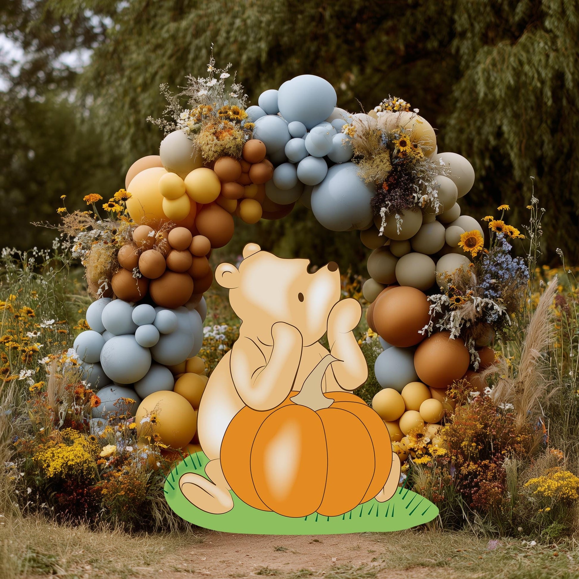 Pumpkin Winnie the Pooh Cutout, Fall Decor, Thanksgiving Decor, Baby Shower, Lawn Sign, Yard Art, Birthday Decor, Party Props, Outdoor Decor