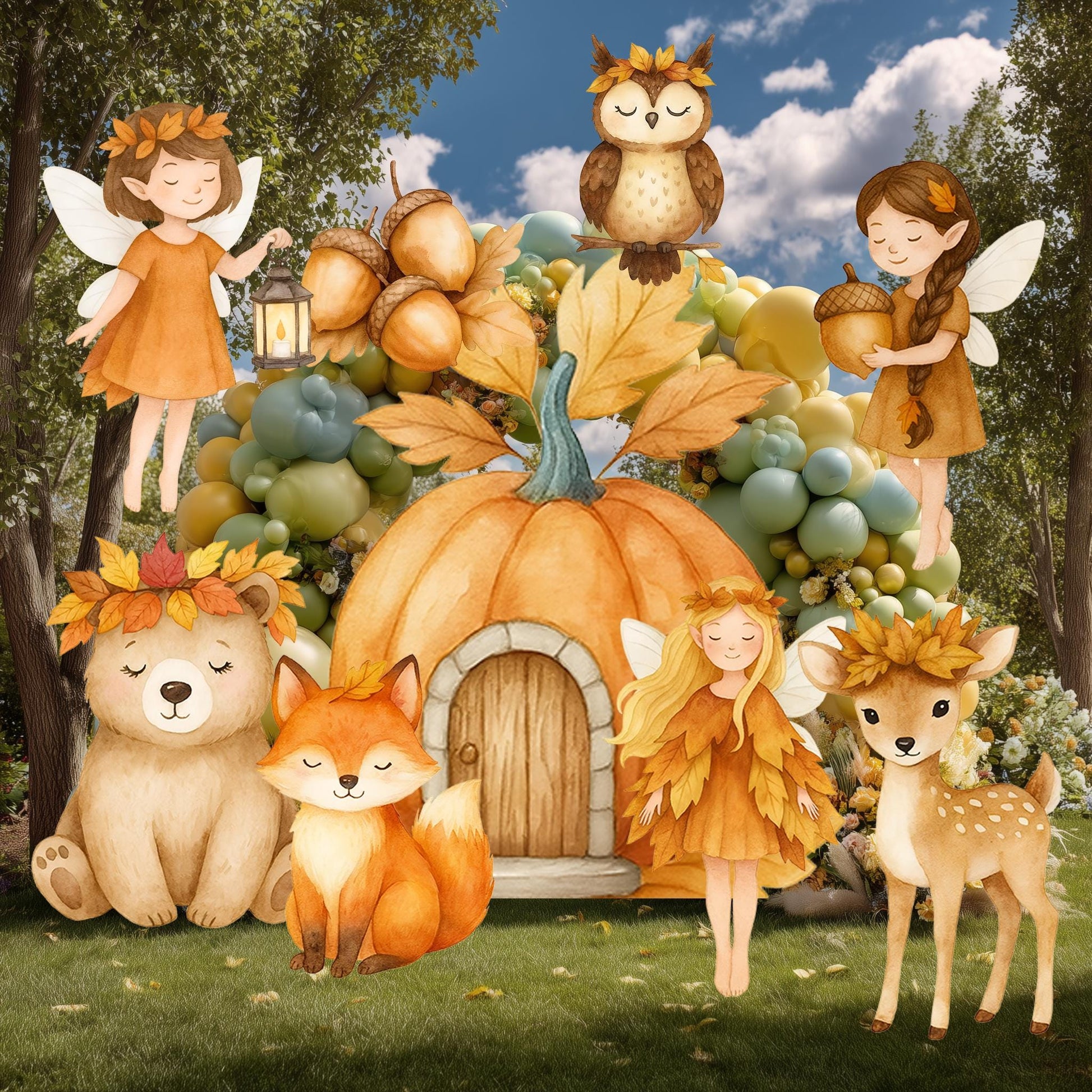 Woodland Fairy First Birthday Cutout, Whimsical Fairy Baby Shower, Fall Decor, Enchanted Fairy, Outdoor Decor, Pumpkin Centerpieces, Props