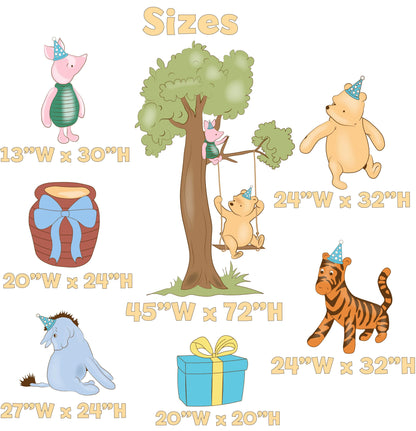Classic Blue Winnie the Pooh Cutouts, Boy Baby Shower Decor, Yard Sign, Tree Cutout, First Birthday Party Prop