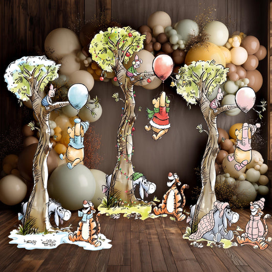 Christmas Winnie the Pooh Cutouts, Baby Shower Backdrop, Lawn Sign, Outdoor Decor, Christmas Decor, Winter Decor