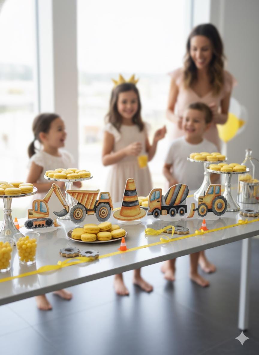 Construction Party Double-Sided Table Centerpieces Set 5, Boy Baby Shower, Nursery Decor, Table Decor, Birthday Decorations,