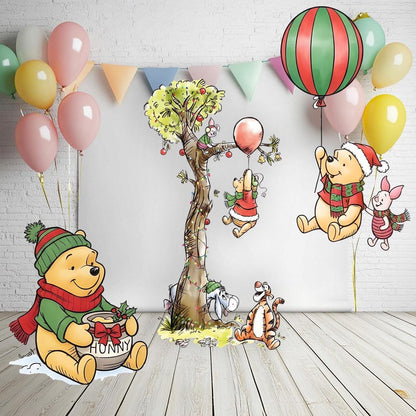Christmas Winnie the Pooh Cutouts, Baby Shower Backdrop, Lawn Sign, Outdoor Decor, Christmas Decor, Winter Decor