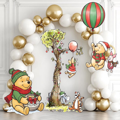 Christmas Winnie the Pooh Cutouts, Baby Shower Backdrop, Lawn Sign, Outdoor Decor, Christmas Decor, Winter Decor