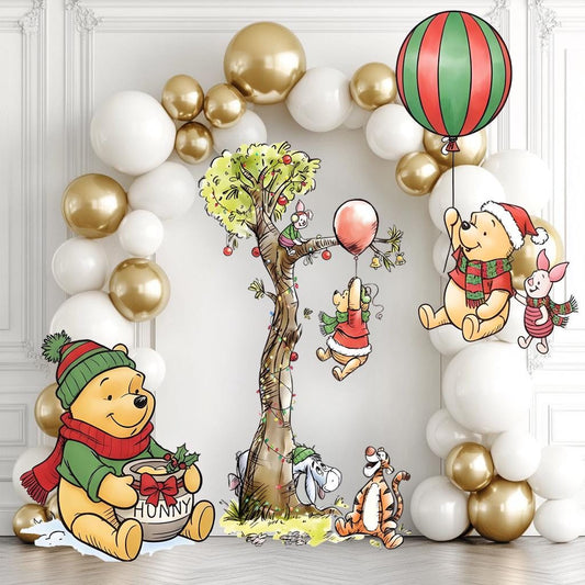 Christmas Winnie the Pooh Cutouts, Baby Shower Backdrop, Lawn Sign, Outdoor Decor, Christmas Decor, Winter Decor