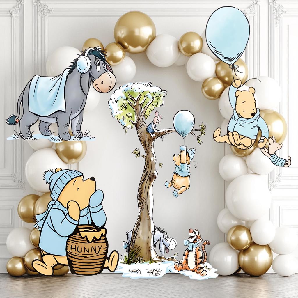 Blue Winnie the Pooh Cutouts, Storybook Baby Shower Backdrop, Lawn Sign, Outdoor Decor, Christmas Decor, Winter Decor, Baby boy