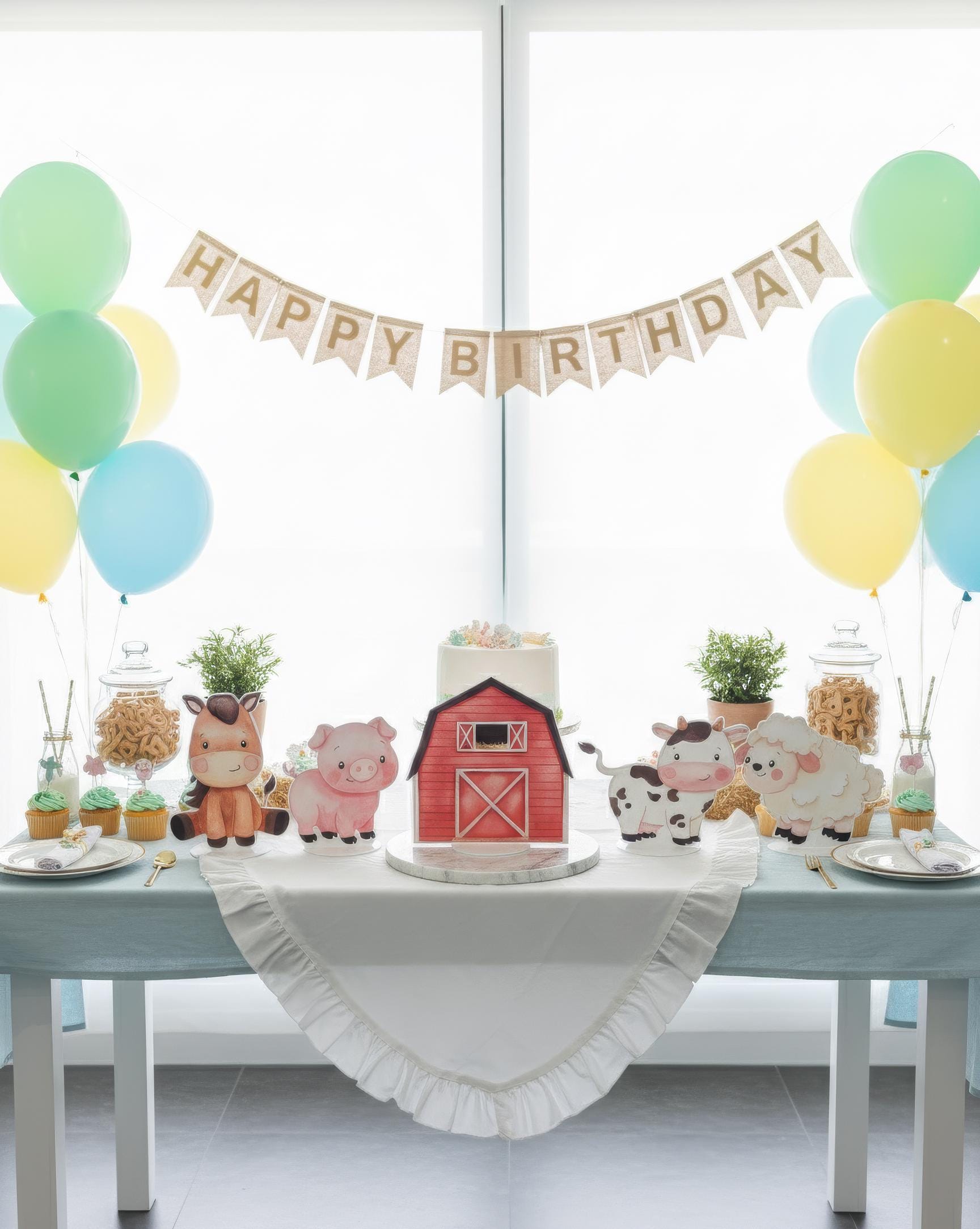 Farm Animals Double-Sided Table Centerpieces Set 6, Baby Shower, Nursery Decor, Table Decor, Birthday Decorations, Farmhouse Decor, Props