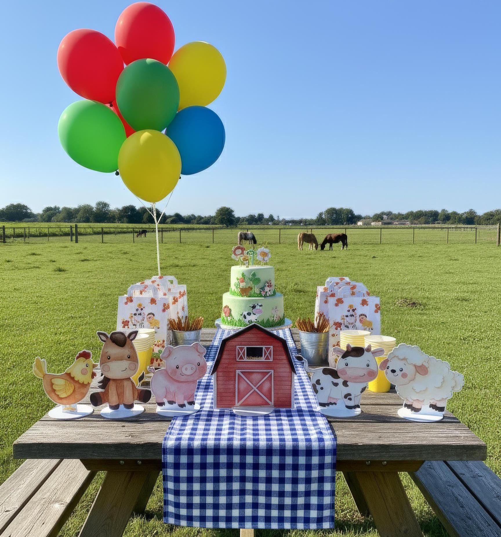 Farm Animals Double-Sided Table Centerpieces Set 6, Baby Shower, Nursery Decor, Table Decor, Birthday Decorations, Farmhouse Decor, Props