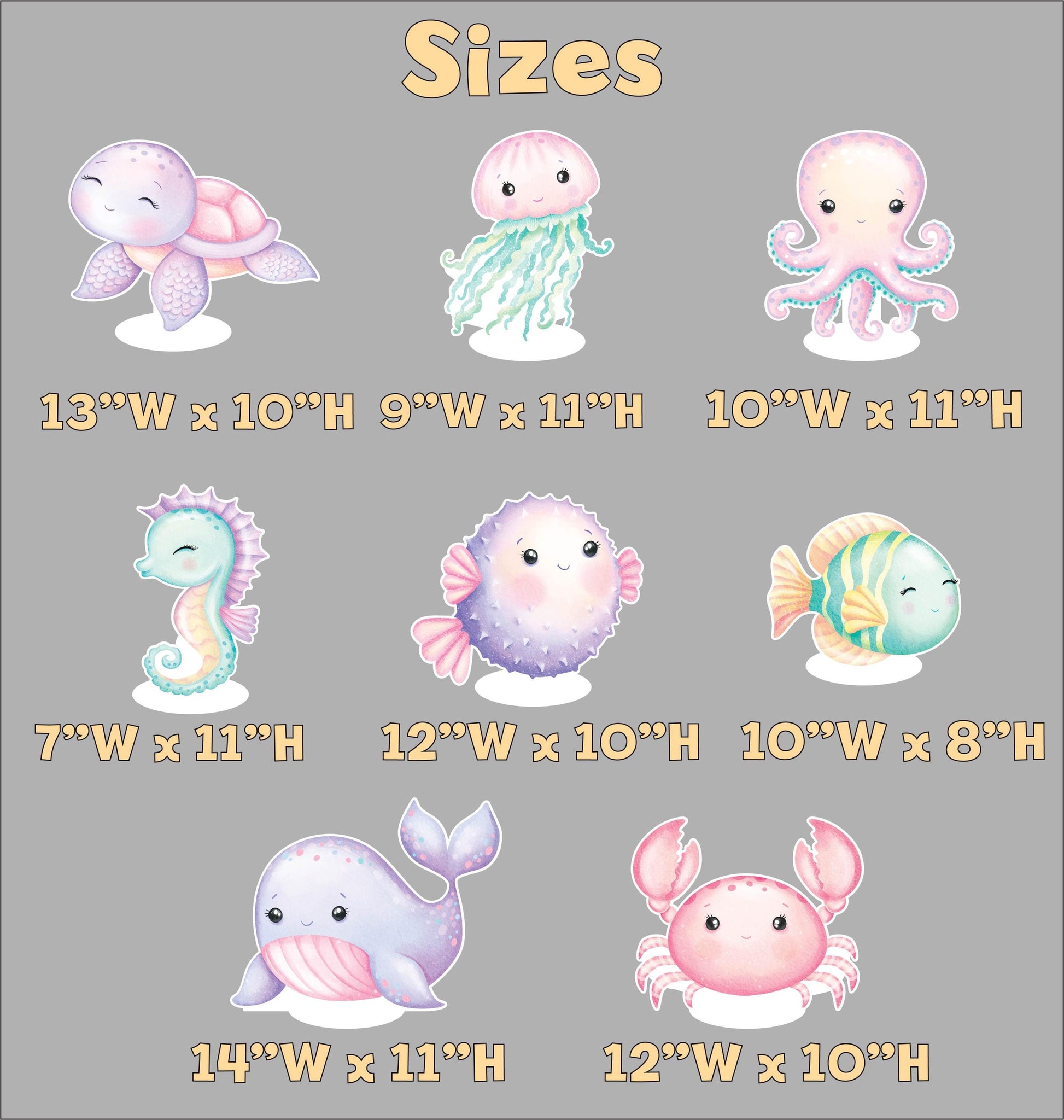 Sea Animals Double-Sided Table Centerpieces Set 8, Baby Shower, Ocean Nursery Decor, Table Decor, Birthday Decorations, Under the Sea Party