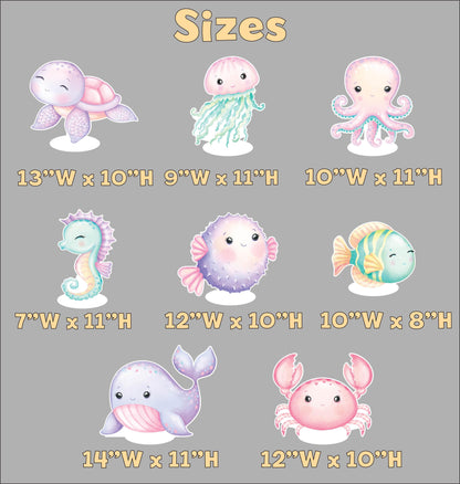 Sea Animals Double-Sided Table Centerpieces Set 8, Baby Shower, Ocean Nursery Decor, Table Decor, Birthday Decorations, Under the Sea Party