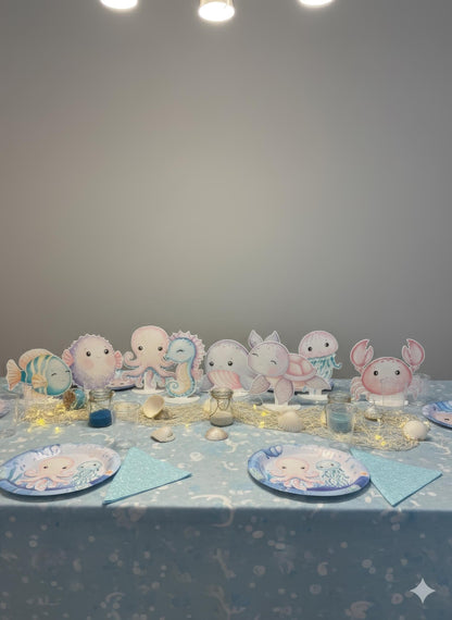 Sea Animals Double-Sided Table Centerpieces Set 8, Baby Shower, Ocean Nursery Decor, Table Decor, Birthday Decorations, Under the Sea Party