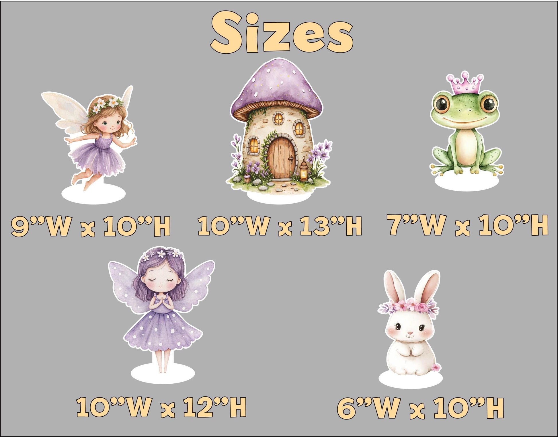 Purple Fairy Double-Sided Table Centerpieces Set 5, Baby Shower, Nursery Decor, Table Decor, Fairy First Birthday, Party Props