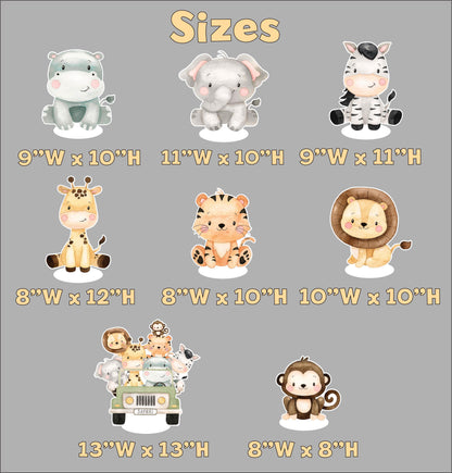 Safari Animals Double-Sided Table Centerpieces Set 8, Jungle Baby Shower, Nursery Decor, Table Decor, Birthday Decorations, Wild One