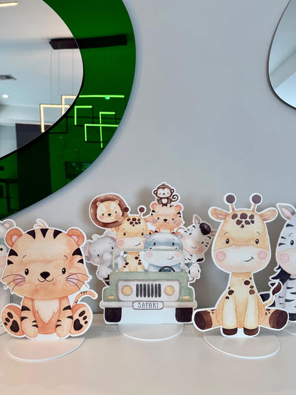 Safari Animals Double-Sided Table Centerpieces Set 8, Jungle Baby Shower, Nursery Decor, Table Decor, Birthday Decorations, Wild One