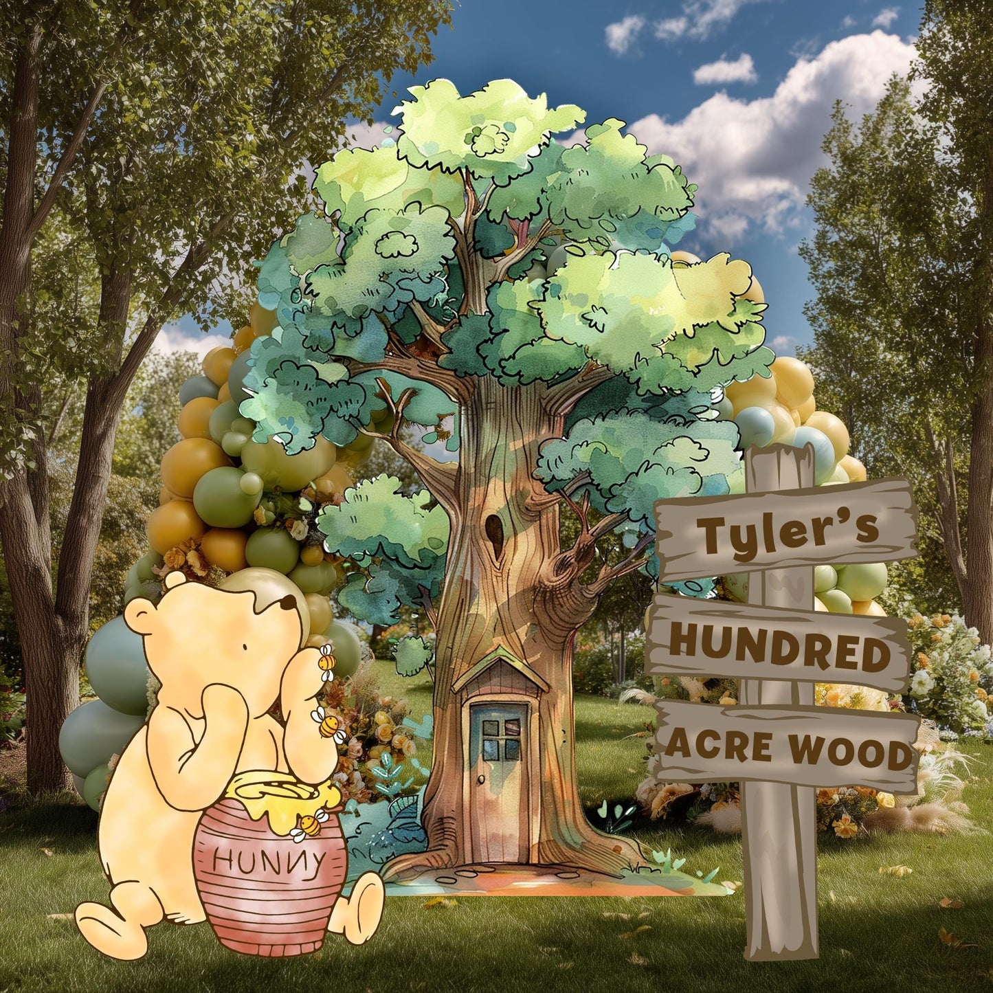 Classic Winnie the Pooh Cutout Decoration, Baby Shower Decor, Backdrop, Yard Sign, Honey Bear, Baby Birthday, Classic Bear, Gender Reveal