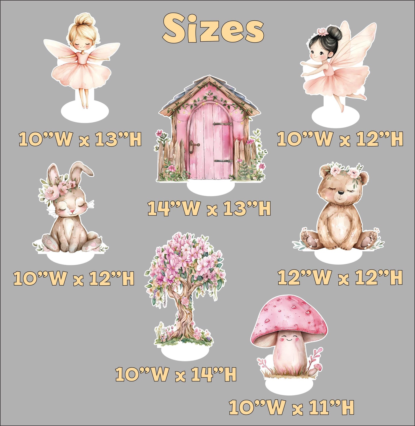 Pink Fairy Double-Sided Table Centerpieces Set 7, Baby Shower, Nursery Decor, Table Decor, Fairy First Birthday, Party Props