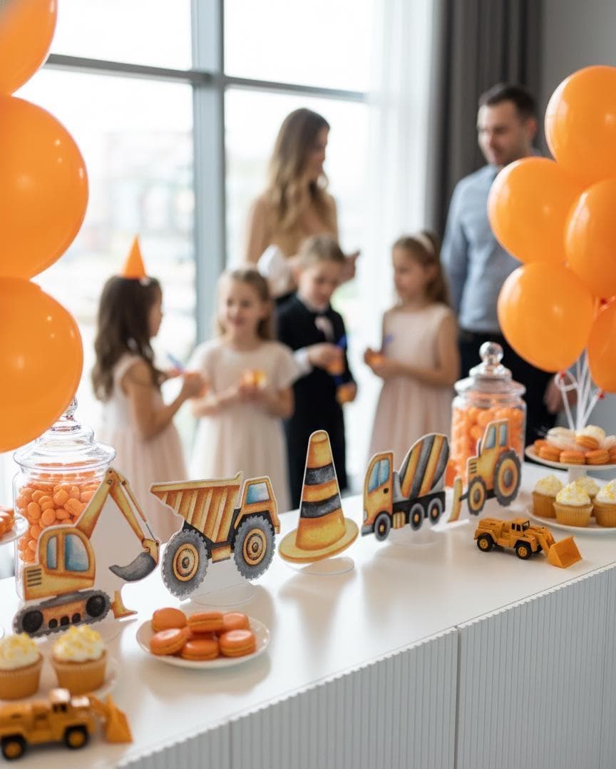 Construction Party Double-Sided Table Centerpieces Set 5, Boy Baby Shower, Nursery Decor, Table Decor, Birthday Decorations,