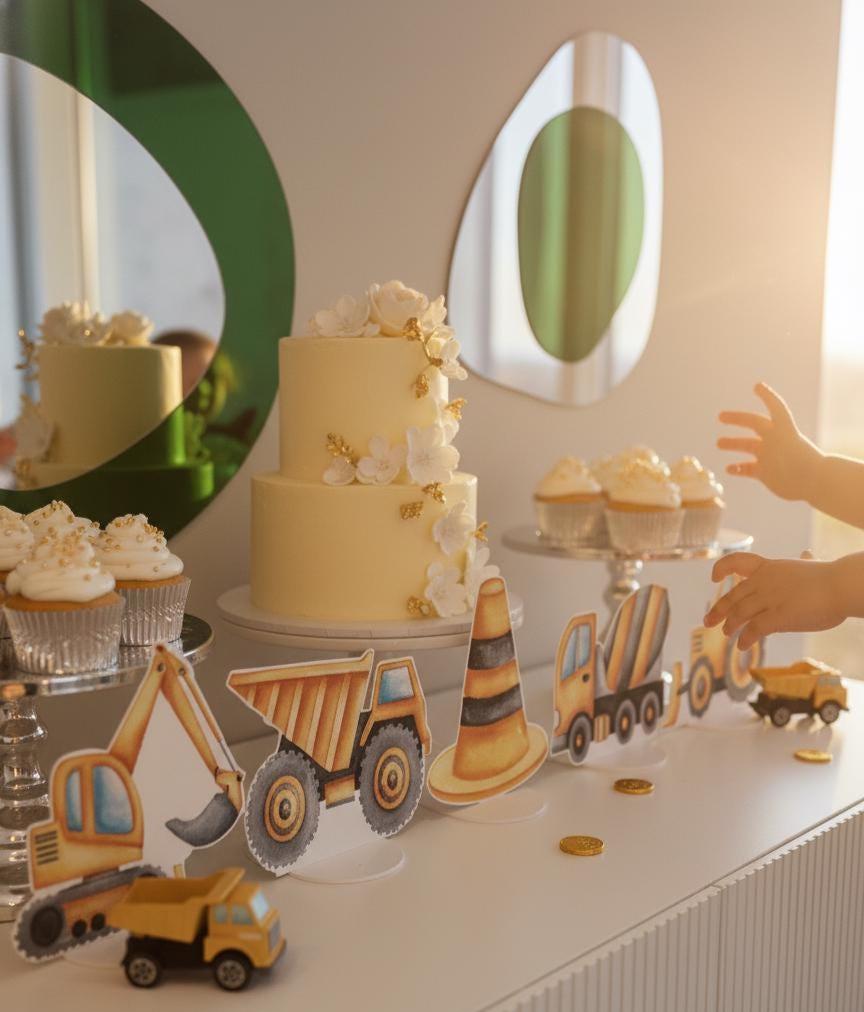 Construction Party Double-Sided Table Centerpieces Set 5, Boy Baby Shower, Nursery Decor, Table Decor, Birthday Decorations,