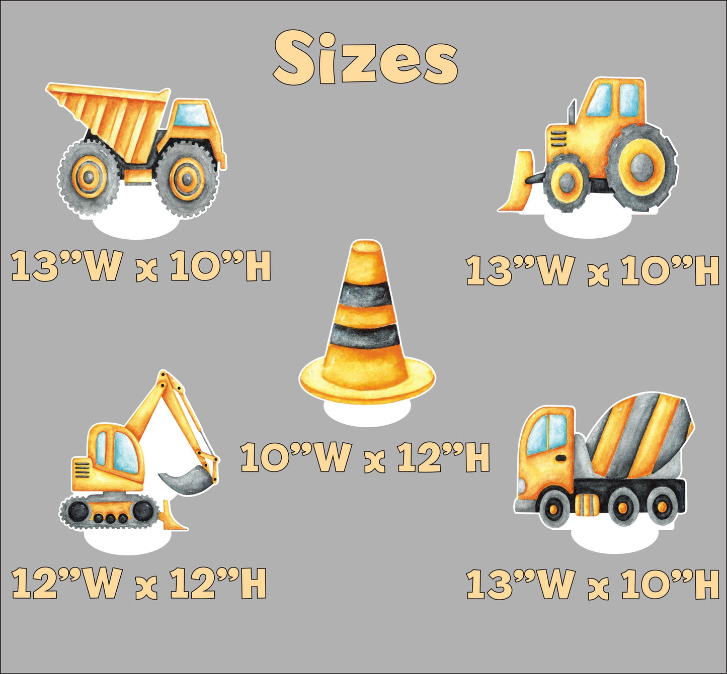 Construction Party Double-Sided Table Centerpieces Set 5, Boy Baby Shower, Nursery Decor, Table Decor, Birthday Decorations,