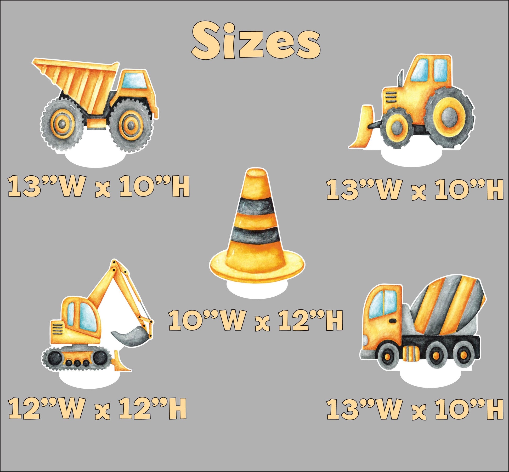 Construction Party Double-Sided Table Centerpieces Set 5, Boy Baby Shower, Nursery Decor, Table Decor, Birthday Decorations,