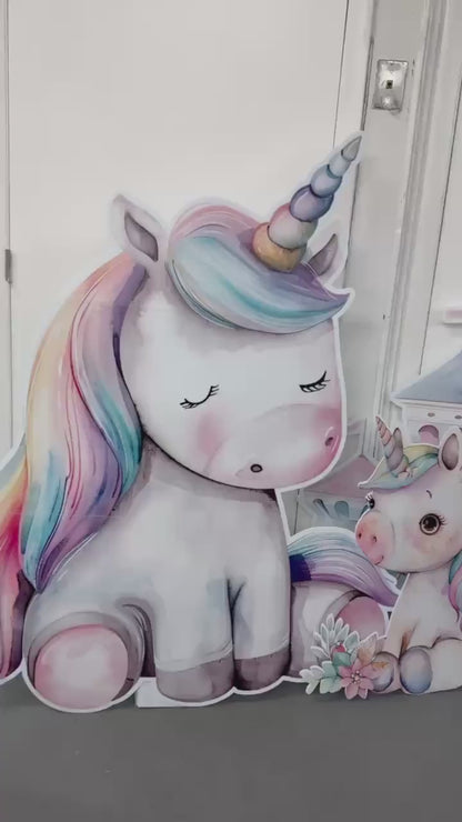 Pastel Unicorn Cutouts, Birthday Party Decorations, Rainbow Unicorn Theme Party, Baby Shower Decor, Hot Air Balloon, Yard Signs, Party Props