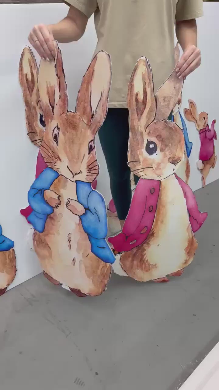 Peter Rabbit Cutout Decoration, Rabbit Baby Shower Decor, Backdrop Decor, Yard Sign Art, Garden Decor,Easter Bunny Art,Rabbit Garden Stakes